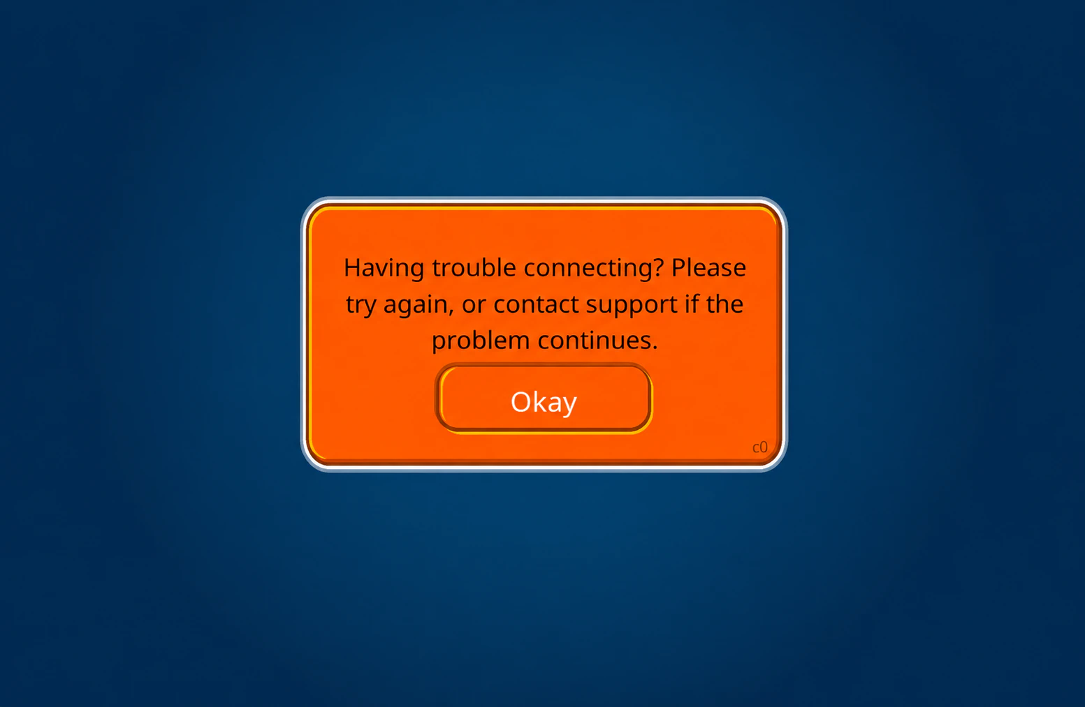 Club Penguin connection error dialog displaying error code c0